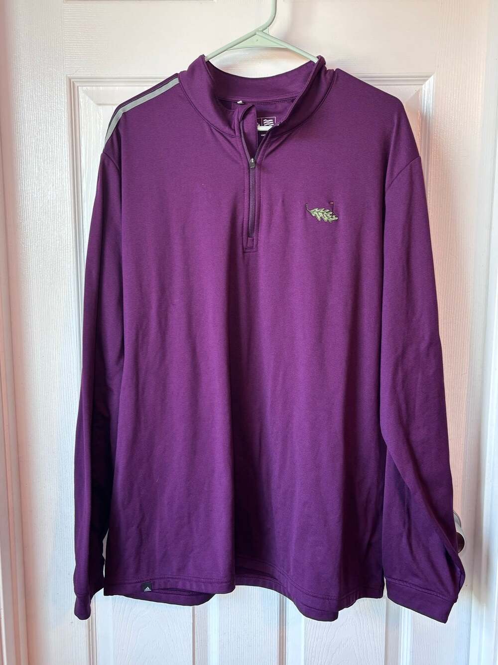 Adidas Golf Men’s Purple Quarter Zip Pullover XL Long Sleeve Oak Leaf Logo